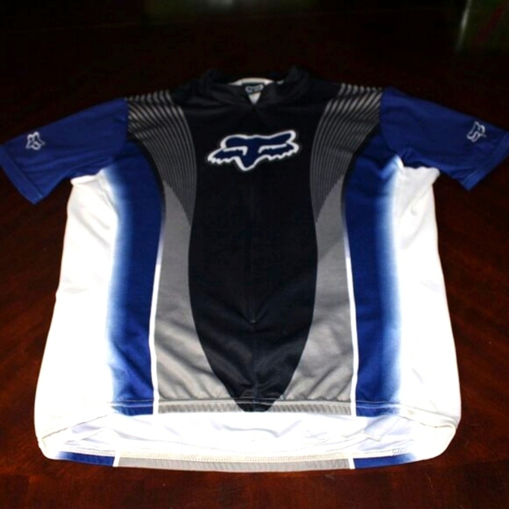 Vintage Fox Racing Cycling Jersey – Blue/Black/White – Size L/XL